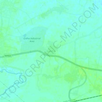 Giddha地形图、海拔、地势