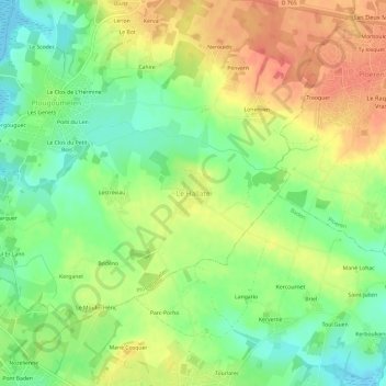 Le Hallate地形图、海拔、地势