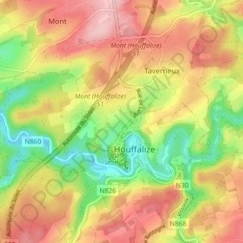 Fin de Ville地形图、海拔、地势