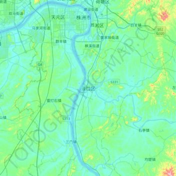 渌口区地形图、海拔、地势