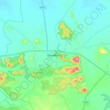 Devadurga地形图、海拔、地势