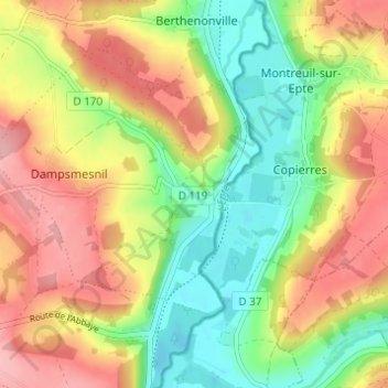 Aveny地形图、海拔、地势
