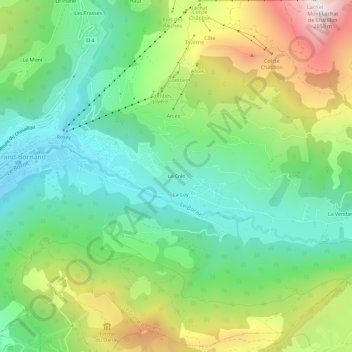 Le Crêt地形图、海拔、地势