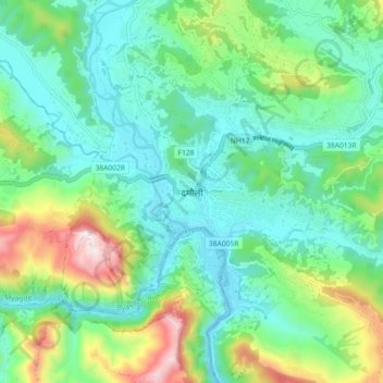 Vyas (Damauli)地形图、海拔、地势