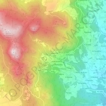 As Filgueiras地形图、海拔、地势
