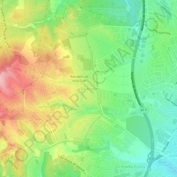 Villa Martín地形图、海拔、地势