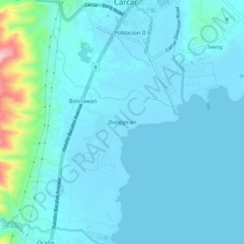 Dunggo-an地形图、海拔、地势