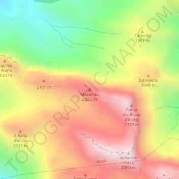 Mazandú地形图、海拔、地势