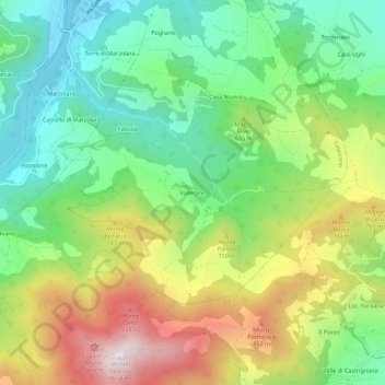Vallerano地形图、海拔、地势