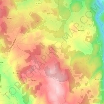 Apcher地形图、海拔、地势