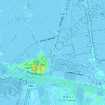 Nauerna地形图、海拔、地势