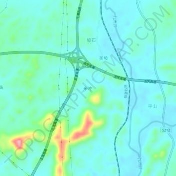 米冲地形图、海拔、地势