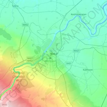 Kota地形图、海拔、地势