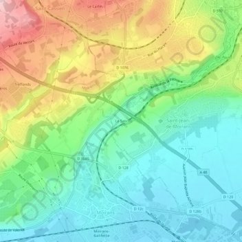 Le Saix地形图、海拔、地势