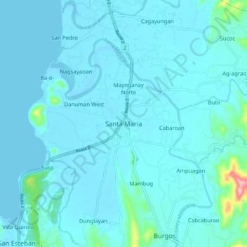Santa Maria地形图、海拔、地势