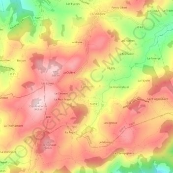 Lamure地形图、海拔、地势