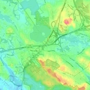 South Lynnfield地形图、海拔、地势