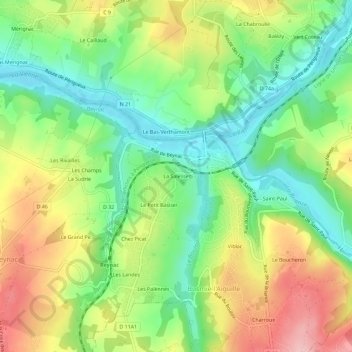 La Salesse地形图、海拔、地势