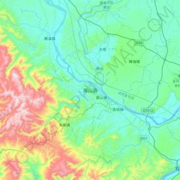 屏山县地形图、海拔、地势
