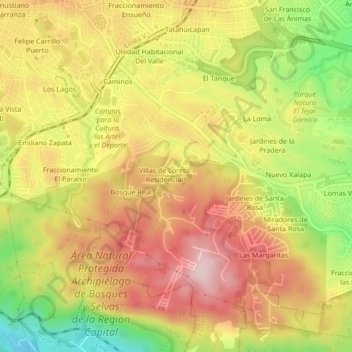 Mártires de Chicago地形图、海拔、地势