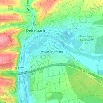 Mainsondheim地形图、海拔、地势