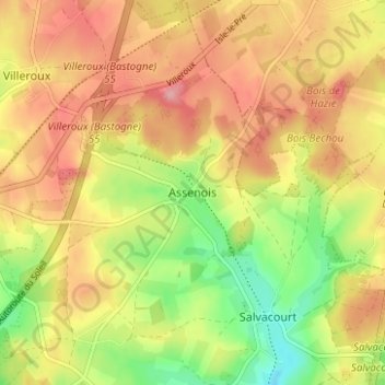 Assenois地形图、海拔、地势