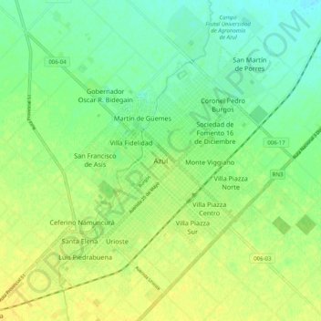 Azul地形图、海拔、地势