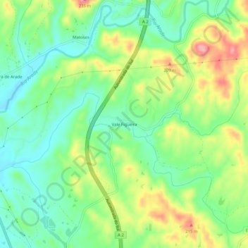 Vale Figueira地形图、海拔、地势