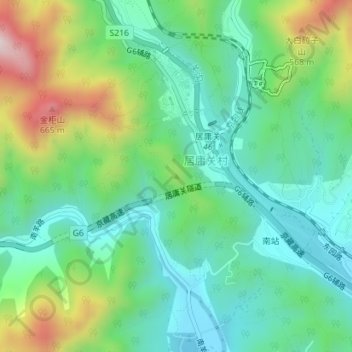 白凤冢地形图、海拔、地势