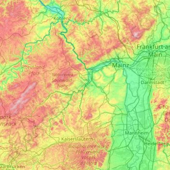 Bad Kreuznach地形图、海拔、地势