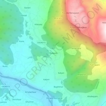 Mulpani地形图、海拔、地势