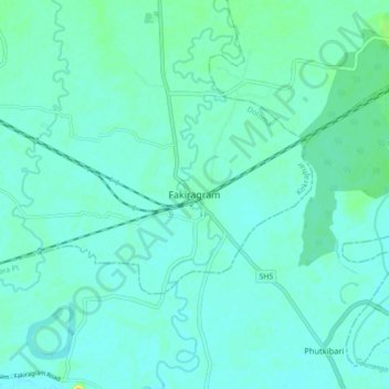 Fakiragram地形图、海拔、地势
