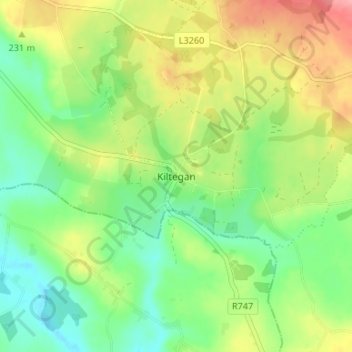 Kiltegan地形图、海拔、地势
