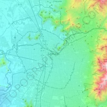 聖地亞哥/圣地亚哥地形图、海拔、地势