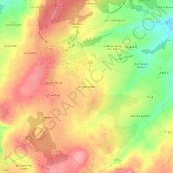 Le Pesle Châtel地形图、海拔、地势