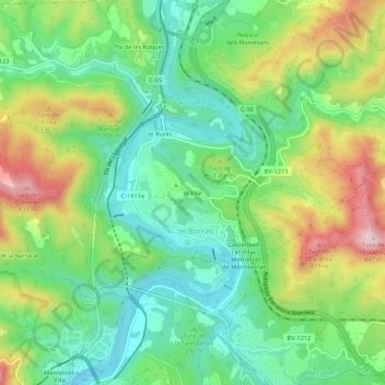 el Vilar地形图、海拔、地势