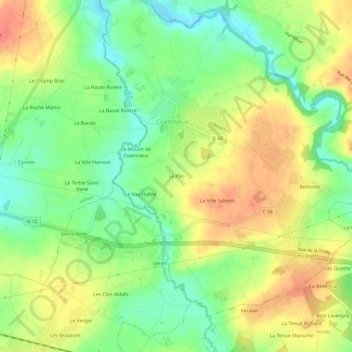 Le Pas地形图、海拔、地势