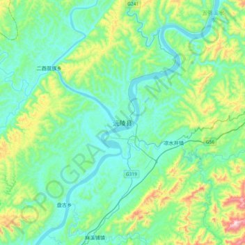 沅陵县地形图、海拔、地势