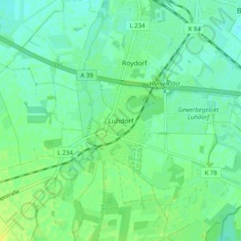 Luhdorf地形图、海拔、地势
