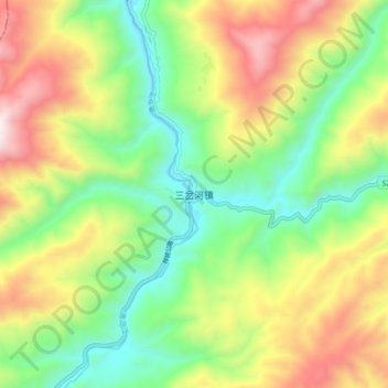 三岔河镇地形图、海拔、地势