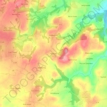 Kerdrain地形图、海拔、地势