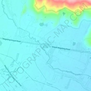 San Roque Bitas地形图、海拔、地势