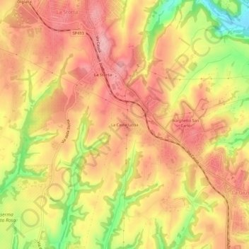 La Castelluccia地形图、海拔、地势