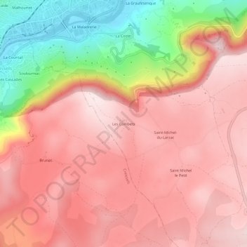 Les Combets地形图、海拔、地势