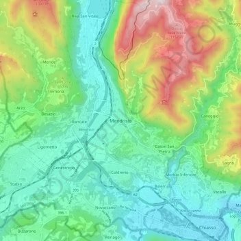 Mendrisio地形图、海拔、地势