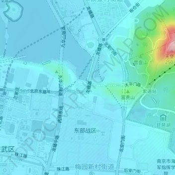 太平门地形图、海拔、地势