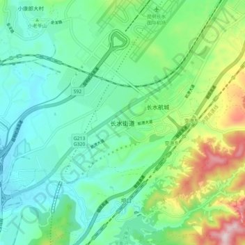 长水街道地形图、海拔、地势