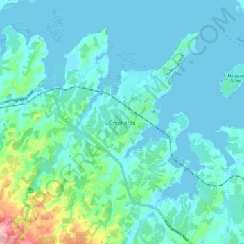 Ōmokoroa地形图、海拔、地势
