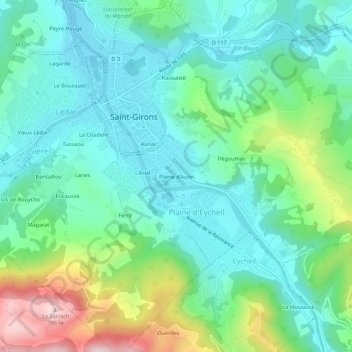 Plaine d'Aulot地形图、海拔、地势