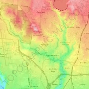 Attwood地形图、海拔、地势